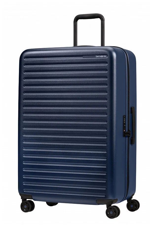 Чемодан Samsonite, поликарбонат, опорные ножки на боковой стенке, адресная бирка, 126 л, размер XL, синий