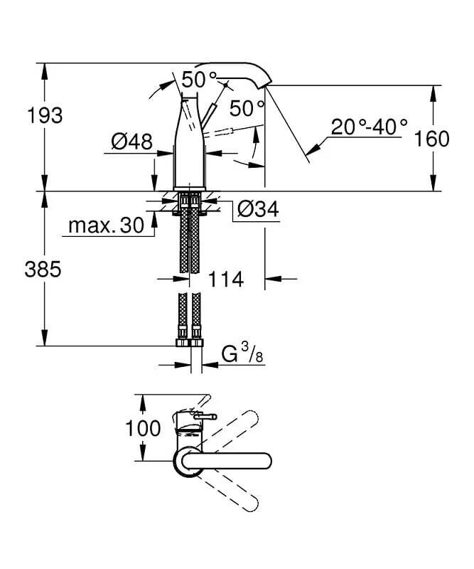Смеситель для раковины Grohe Essence 24176KF1 черный