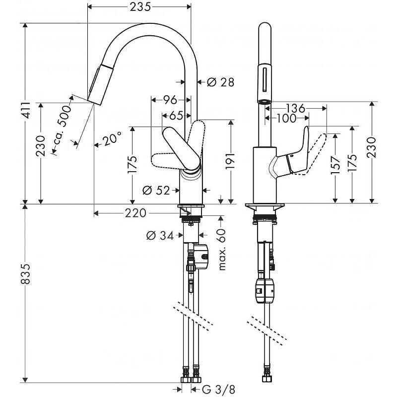 Смеситель для кухни (мойки) hansgrohe Focus M41 31815670 матовый черный