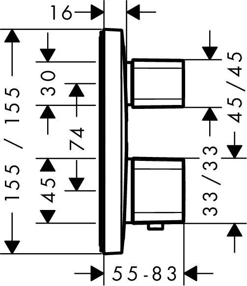 Переключатель и термостат hansgrohe Ecostat E 15708000 155 мм