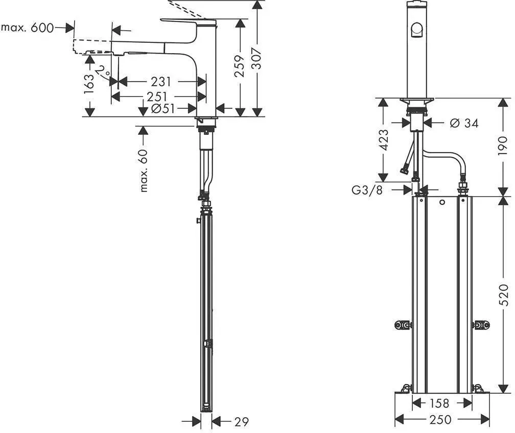 Смеситель Hansgrohe Zesis M33 2jet Sbox черный матовый 74823670