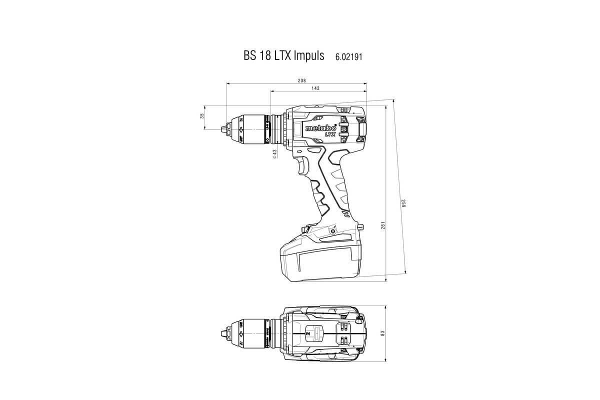 Дрель-шуруповёрт аккумуляторная Metabo BS 18 LTX Impuls 602191500 в кейсе с 2 аккумуляторами 18 V/4.0 Ah и ЗУ