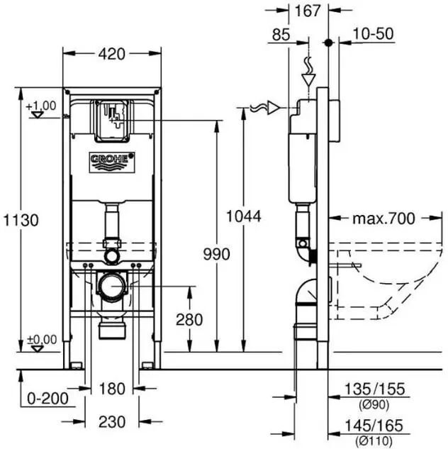 Система скрытого монтажа Grohe Rapid SL 38675001