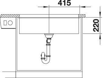 Врезная кухонная мойка 46 см, Blanco Subline 800-U, антрацит