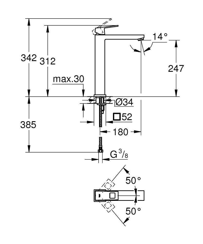 Смеситель для раковины (умывальника) Grohe Eurocube 23406000 хром