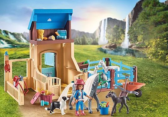 Конструктор Playmobil Horses of Waterfall - Амелия и лошадь Шепот с конюшней - Плеймобиль Лошади водопада 71353