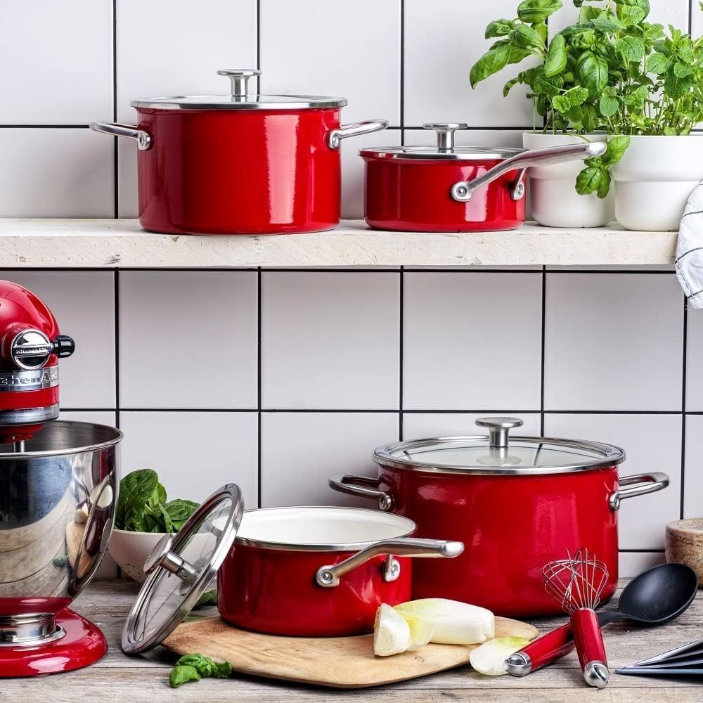Набор кухонной посуды Kitchenaid со стальным сердечником из эмали, 8 предметов (Cc004920001)