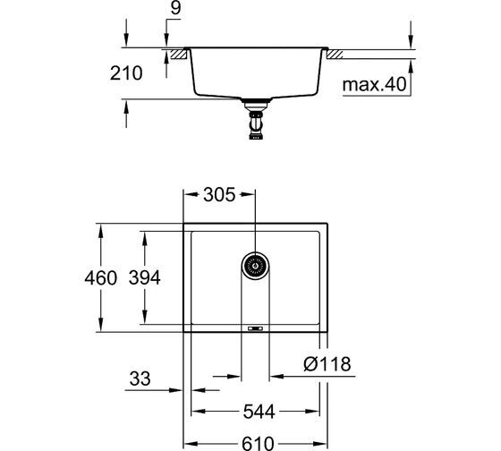 Композитная мойка Grohe K700 70-C 61X45.7 31655Ap0