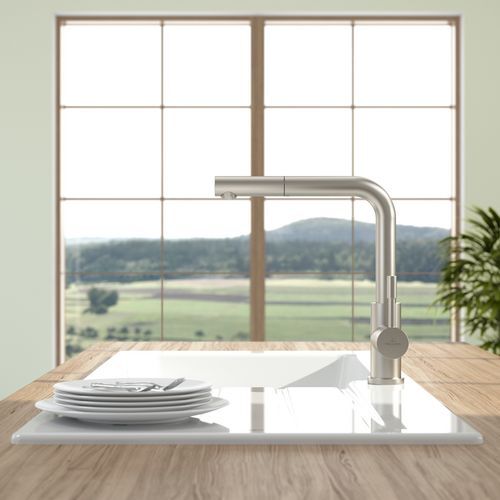 Однорычажный смеситель для кухни Villeroy & Boch Steel Shower 969711LC