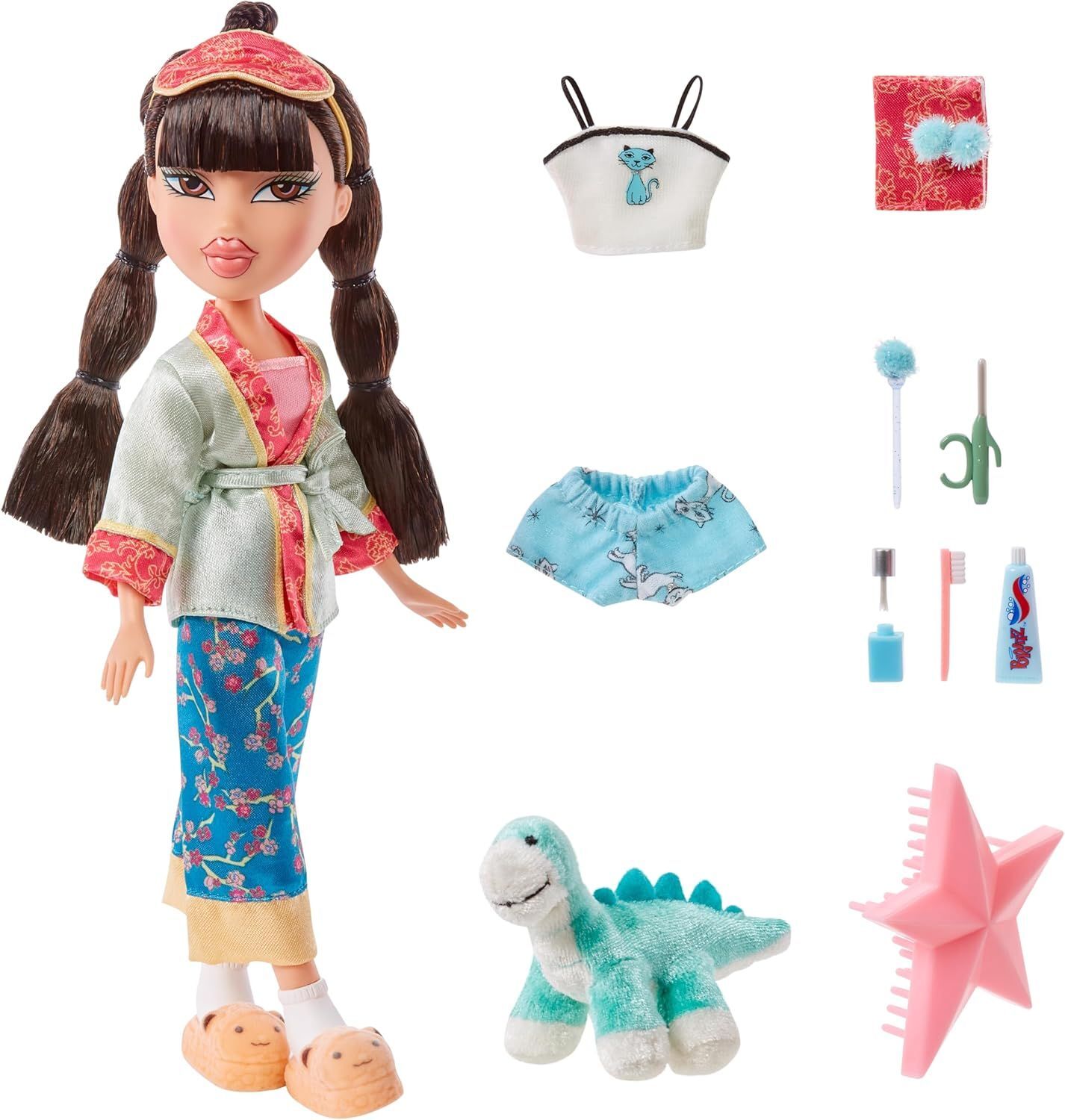 Bratz Вечеринка с ночёвкой - Модная кукла Джейд - 2 комплекта пижам, плюшевая игрушка и аксессуары