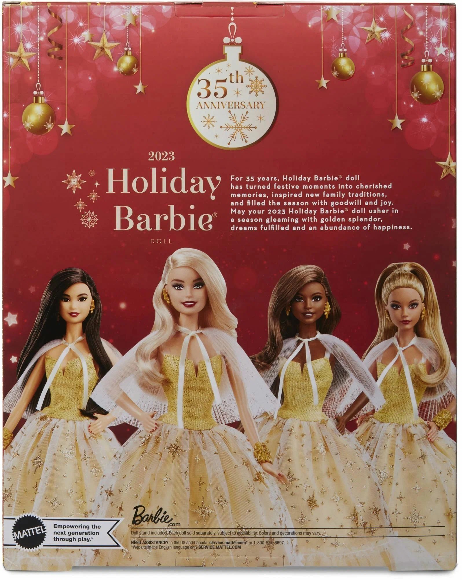 Кукла Barbie Mattel Signature - Фирменная рождественская кукла Барби 2023 блондинка в золотом платье HJX08