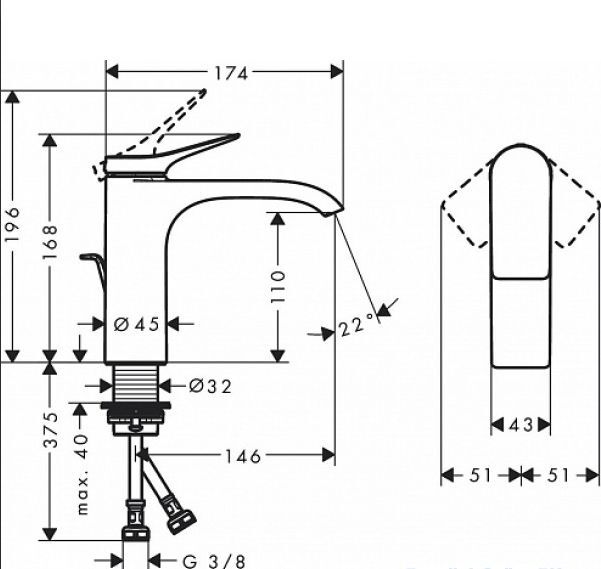 Смеситель для раковины Hansgrohe Vivenis 110, 75020000, хром