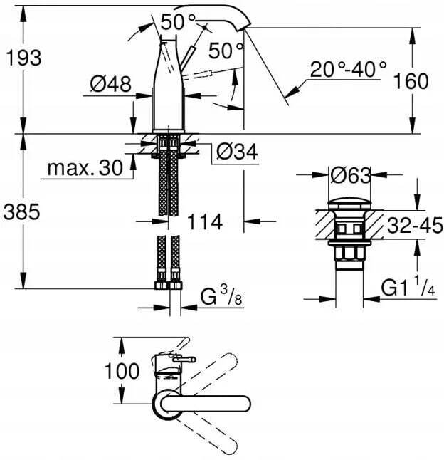 Смеситель для раковины Grohe Essence 23798001