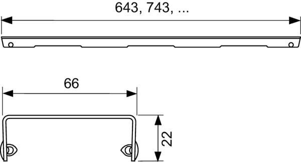 Декоративная решетка TECE 601010 ""basic"", нержавеющая сталь, глянец для душевого канала, прямая 1000