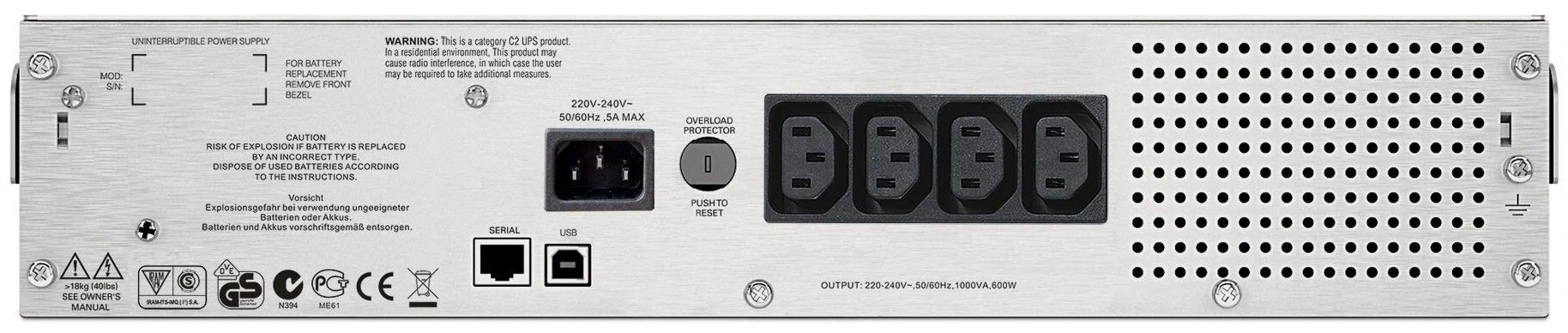 Интерактивный ИБП APC by Schneider Electric Smart-UPS SMC1000I-2U черный