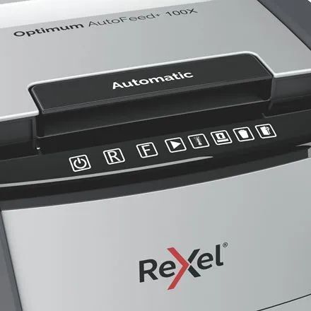 Шредер Rexel Optimum AutoFeed 100X с автоподачей (секр.P-4)/фрагменты/100лист./34лтр./скрепки