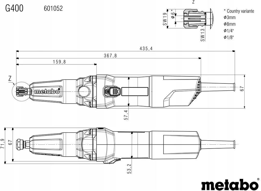Шлифовальная прямая машина Metabo G 400 601052000