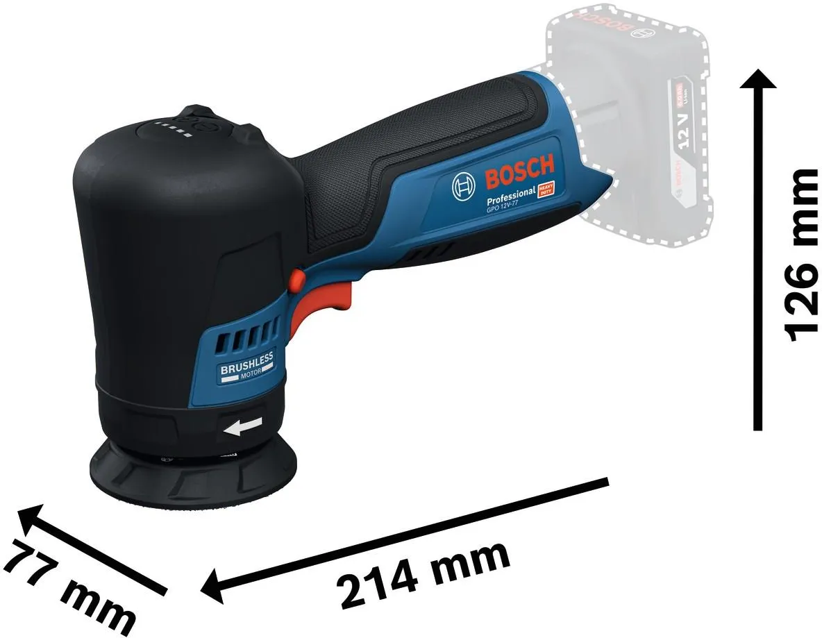 Полировальная машина аккумуляторная Bosch GPO 12V-77 Professional 06019L3000