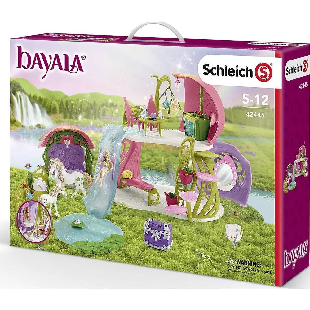 Игровой набор Schleich Сверкающий цветочный домик с единорогами, озером и стойлом 42445