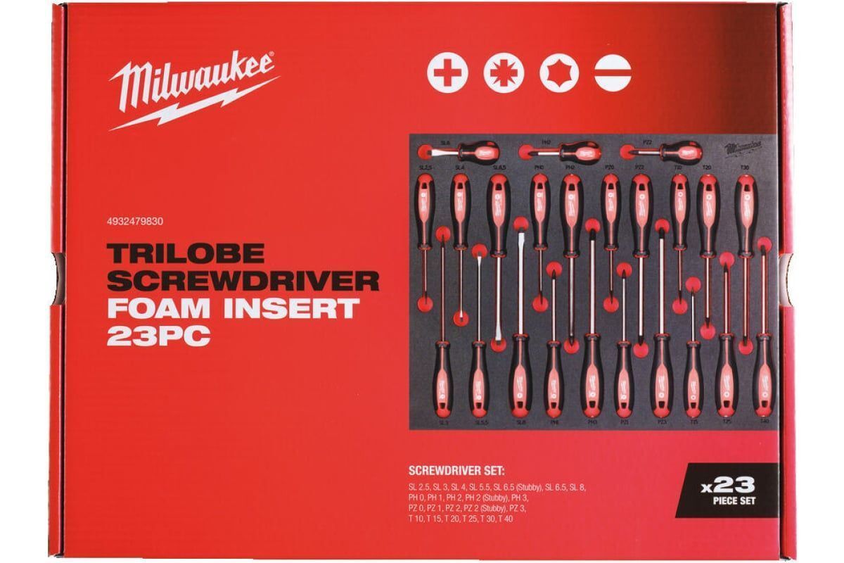 Ложемент с трехгранными отвертками Milwaukee 23 ед. 4932479830