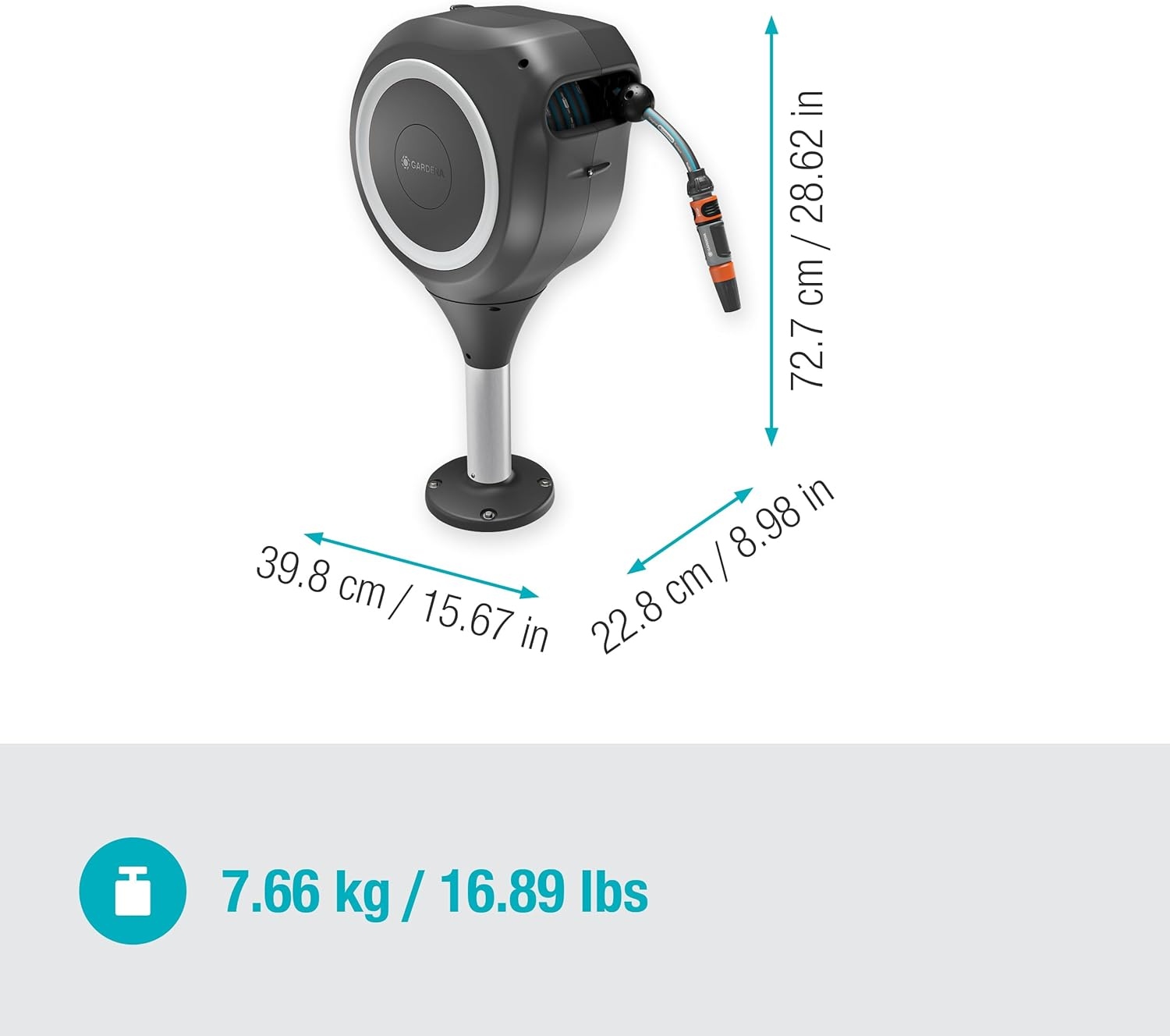 Напольная автоматическая катушка со шлангом Gardena RollUp S 15 м (18607-20)