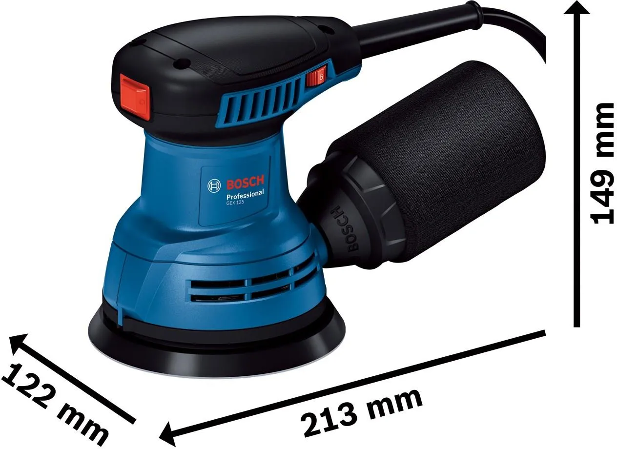 Эксцентриковая шлифовальная машина сетевая Bosch GEX 125 Professional 06013A8020