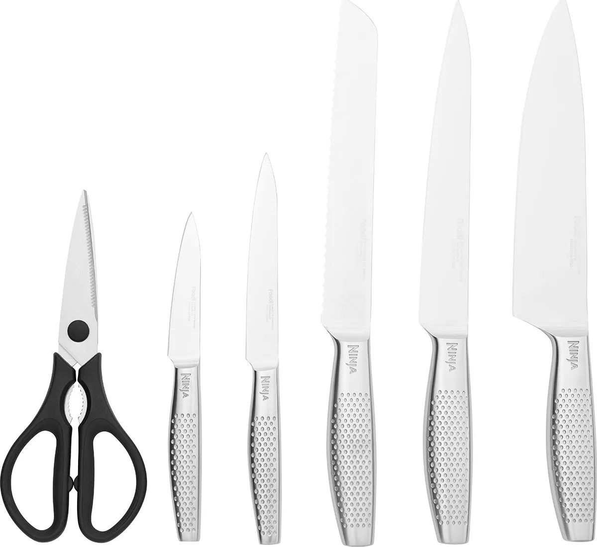 Набор ножей Ninja Staysharp из нержавеющей стали, состоящий из 6 предметов, со встроенной точилкой, включает 5 лезвий разных цветов и 1 пару ножниц