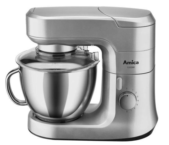 Кухонный комбайн с мясорубкой Amica KML6011 серебристый, 1000Вт