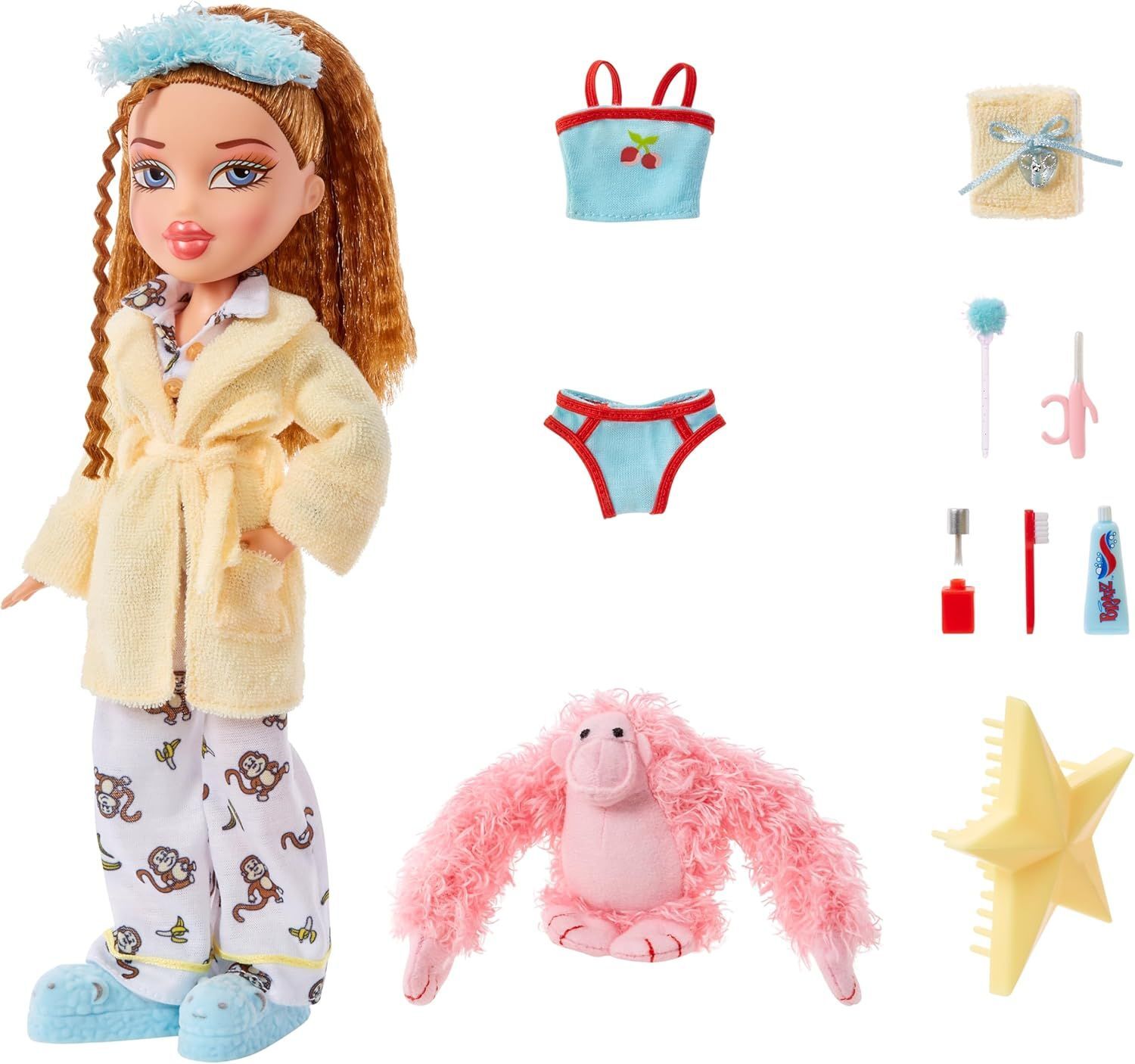 Bratz Вечеринка с ночёвкой - Модная кукла Мейган - 2 комплекта пижам, плюшевая игрушка и аксессуары