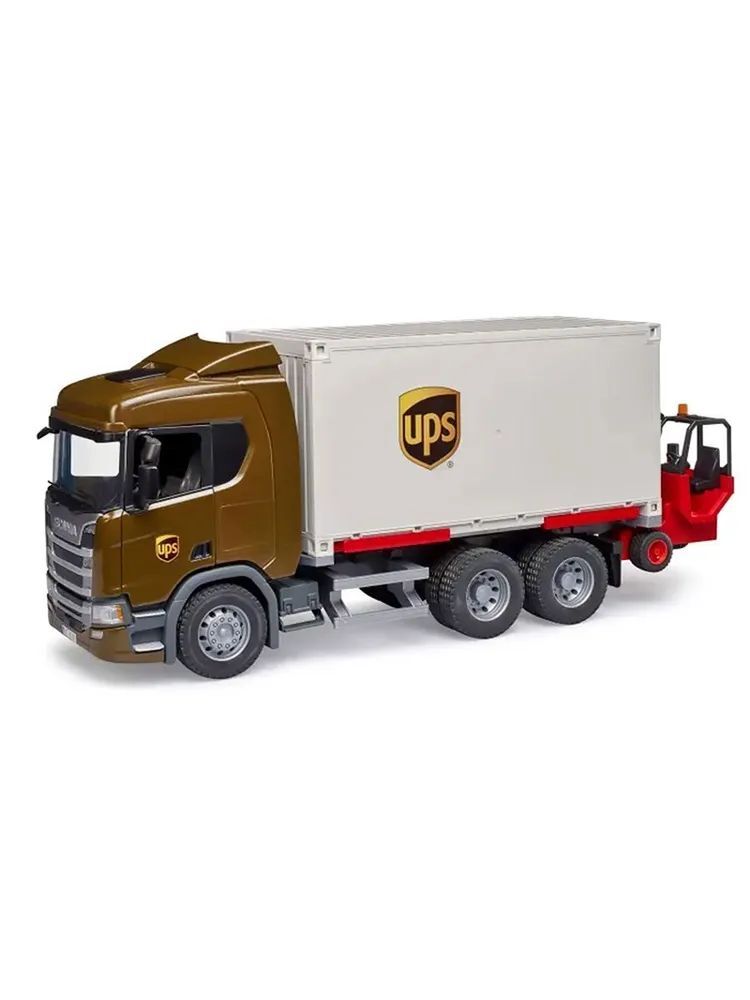 Грузовик Scania служба доставки с погрузчиком и паллетами 03-582