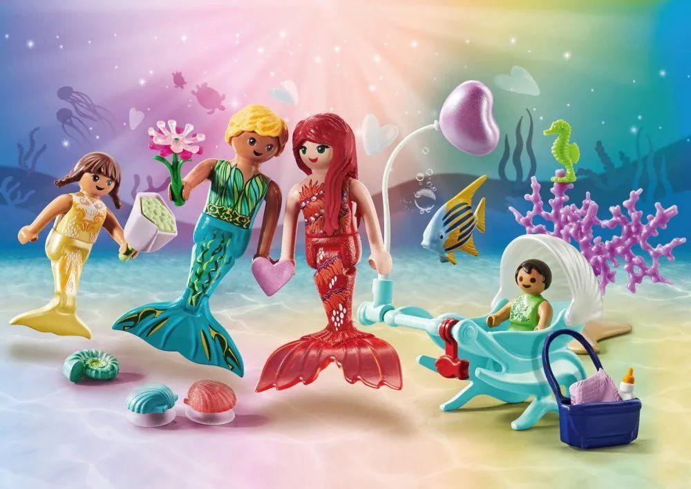 Конструктор Playmobil Princess Magic - Семья Русалок, с ракушками на присосках - Плеймобиль 71469