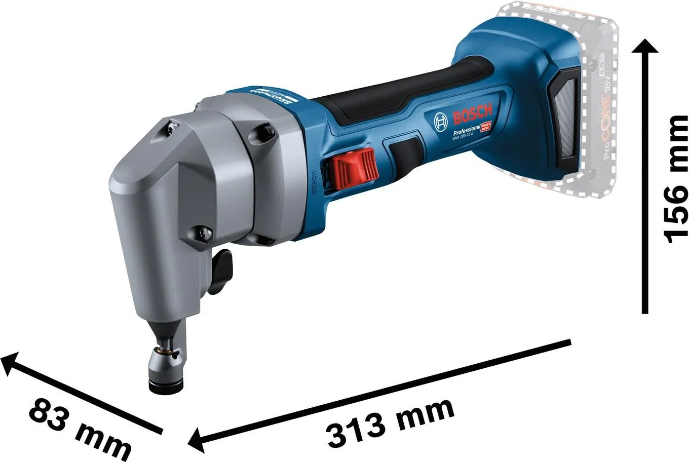 Аккумуляторный высечной нож Bosch GNA 18V-16 E Professional 0601529600