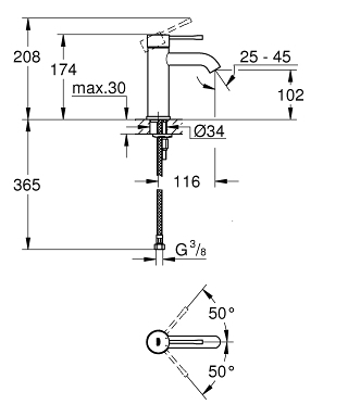 Смеситель для раковины Grohe Essence Brushed Hard Graphite 23590Al1