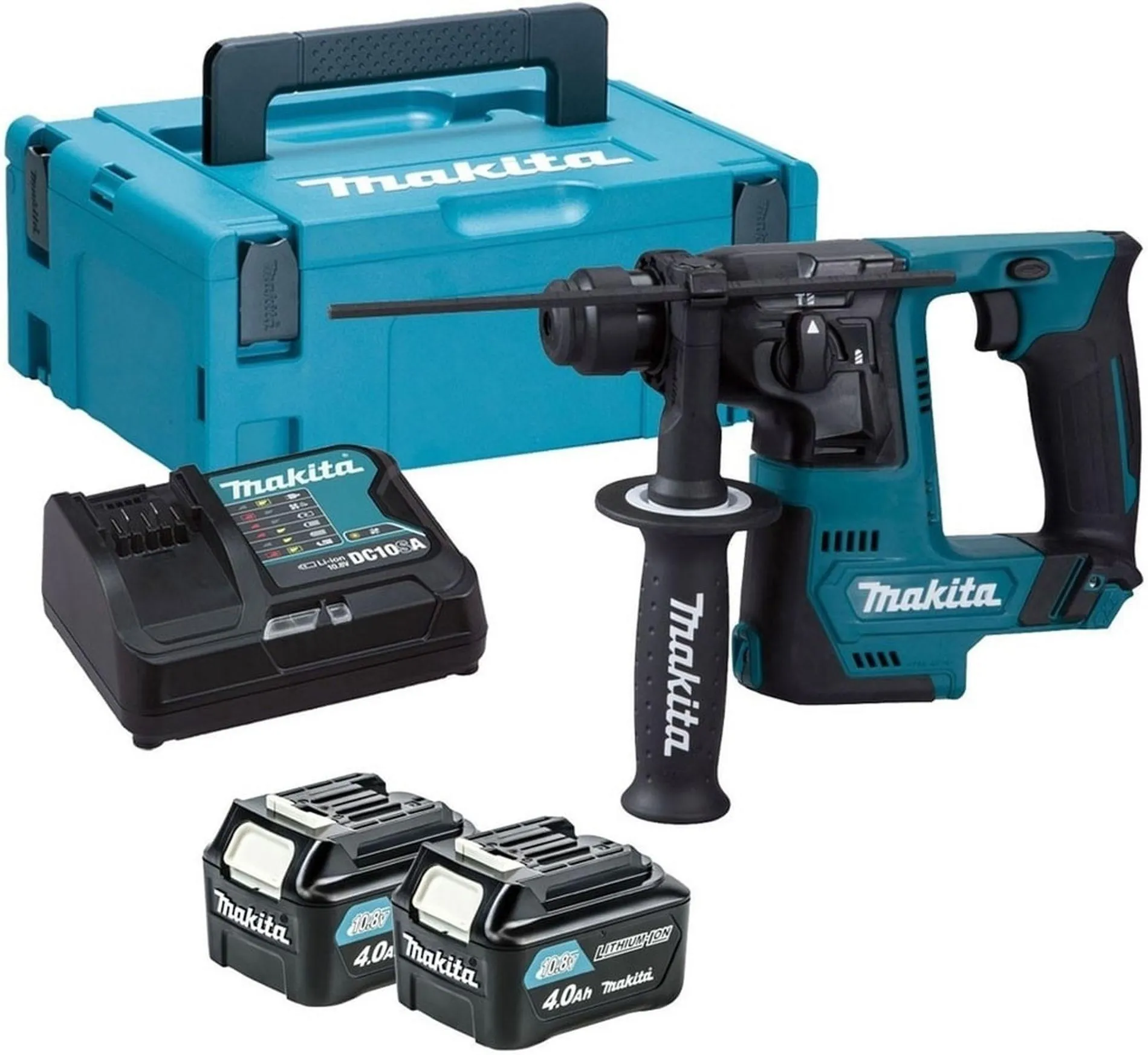Аккумуляторный перфоратор SDS-Plus Makita HR140DSMJ 10,8 В, 2×4,0 А·ч АКБ, ЗУ, кейс Makpac