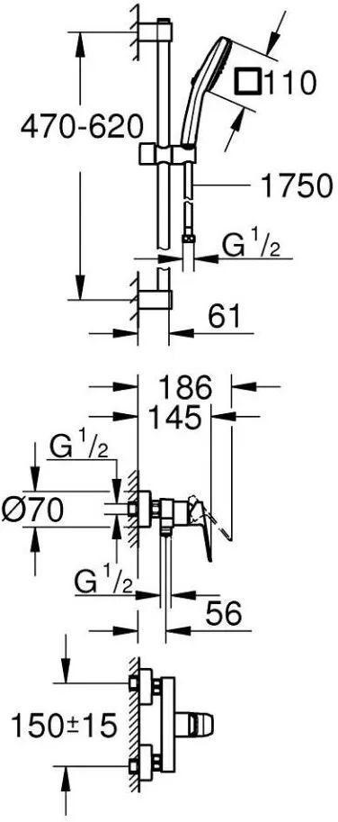 Смеситель для душа однорычажный Grohe Cubeo 1018250000