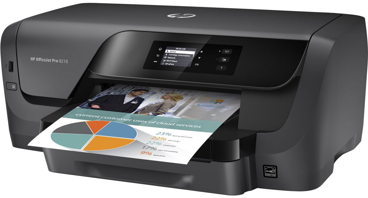 Принтер струйный HP OfficeJet Pro 8210, цветн., A4, черный