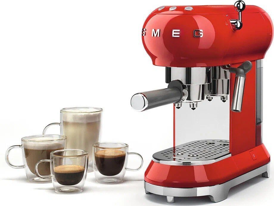 Кофеварка рожковая Smeg ECF01, красный