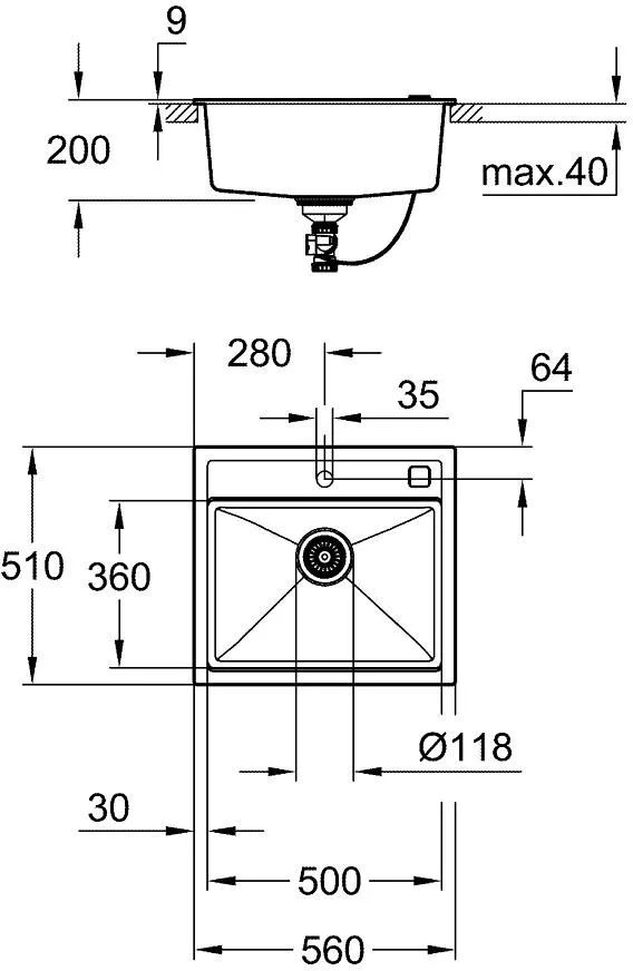 Композитная мойка Grohe K700 31651AP0