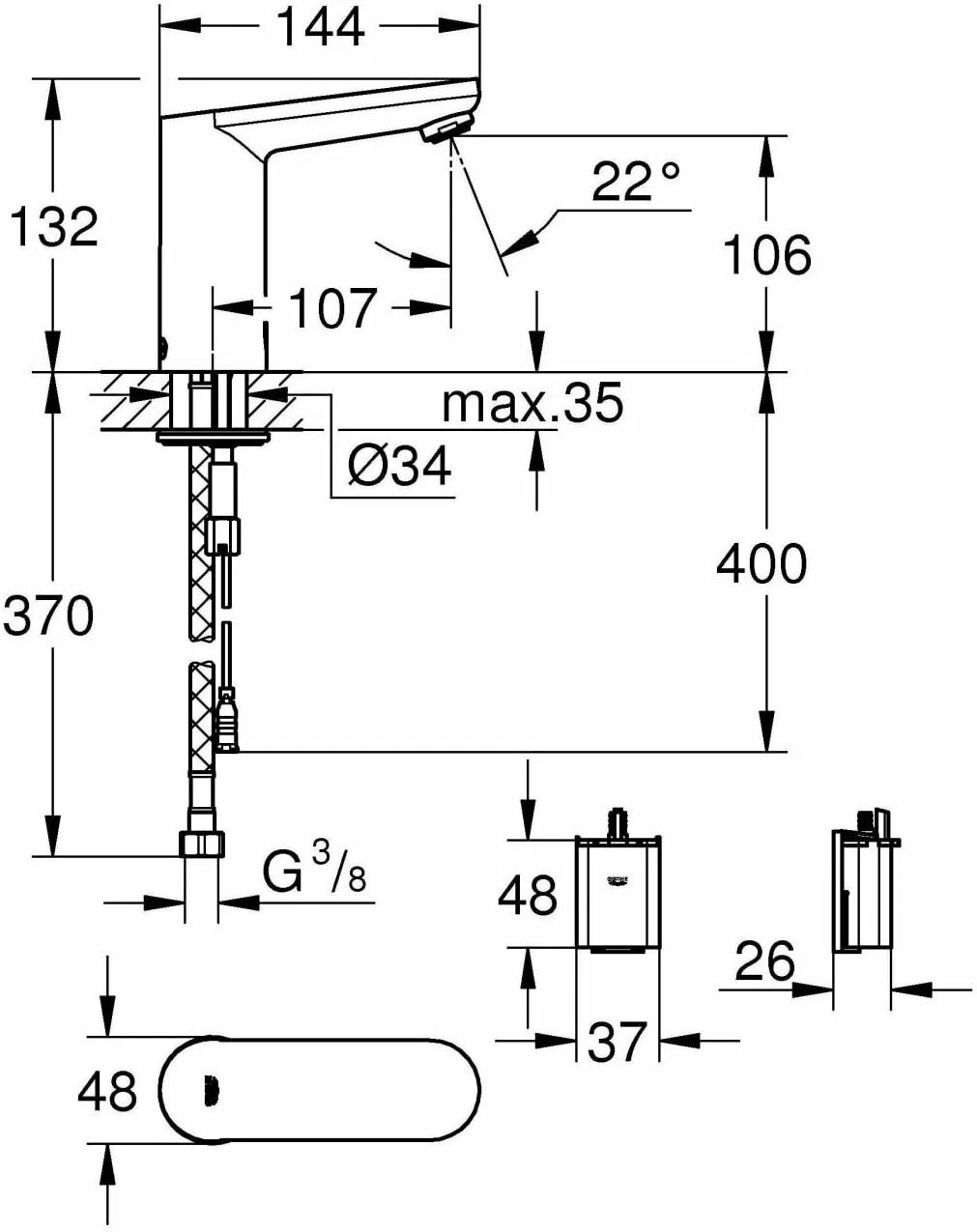 Смеситель для раковины (умывальника) Grohe Eurosmart Cosmopolitan E 36330001 хром