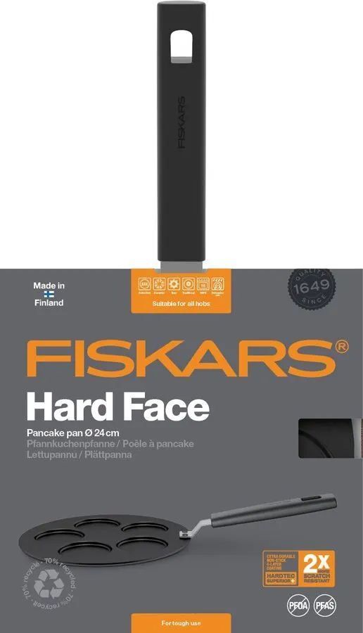 Сковорода блинная Fiskars Hard Face 1052234, 27см, без крышки, черный