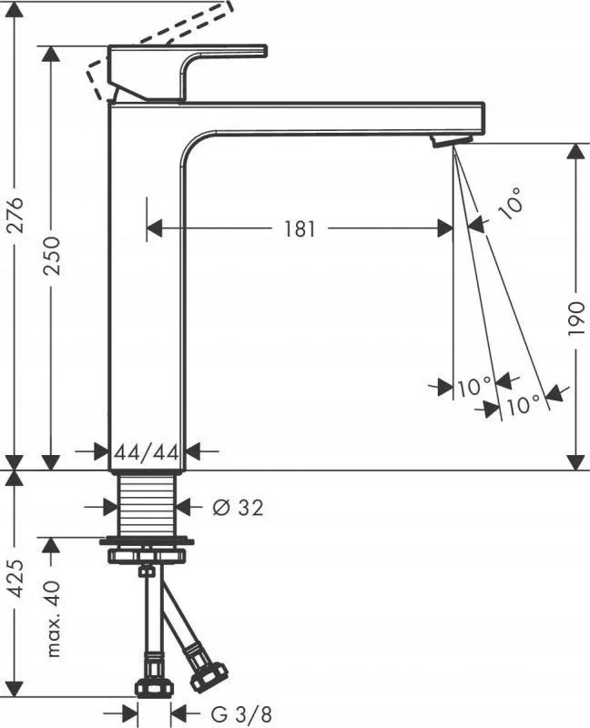 Смеситель для раковины Hansgrohe Vernis Shape, черный матовый 71591670