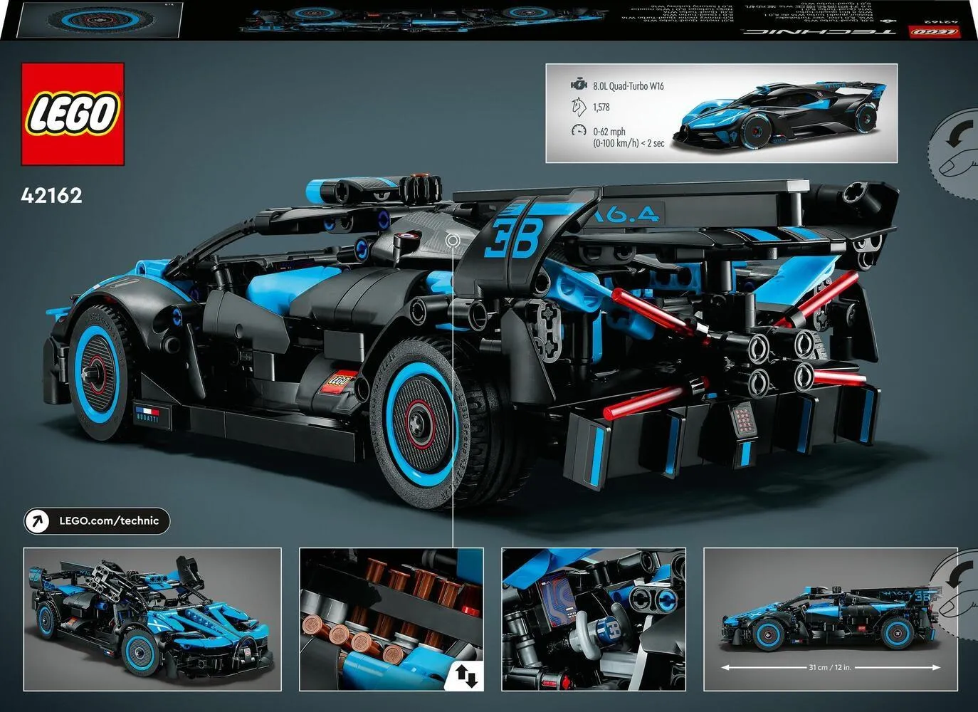 Конструктор LEGO Technic 42162 Bugatti Bolide (синий)