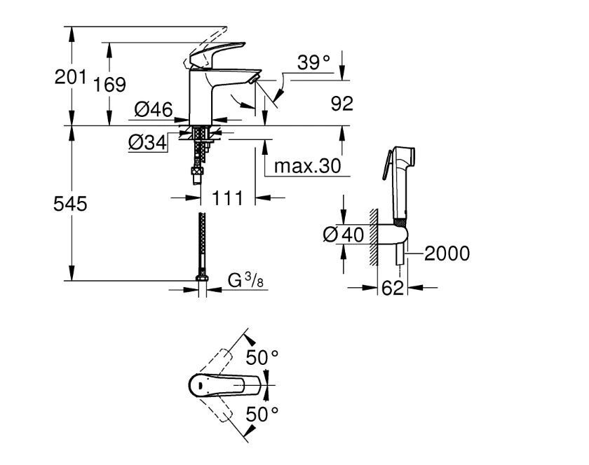 Смеситель для раковины Grohe-Eurosmart 231242433