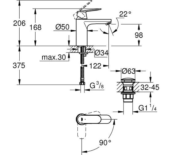 Смеситель для раковины Grohe Eurosmart Cosmopolitan 23928000