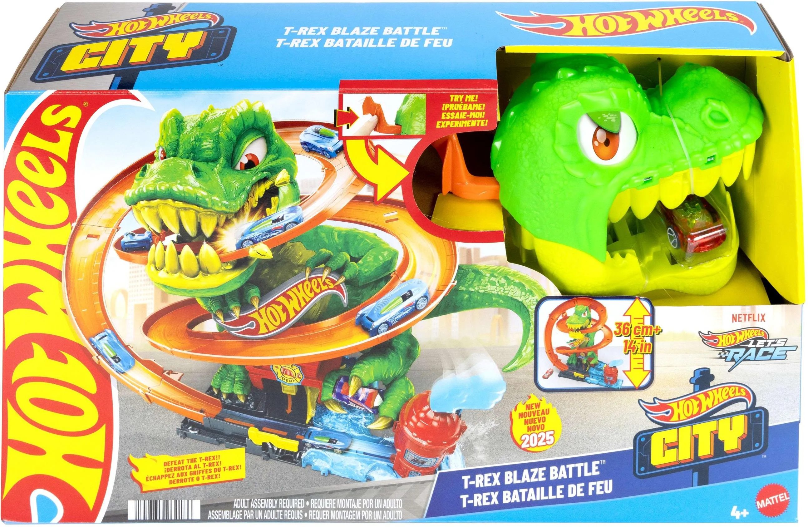 Игрушечный трек Hot Wheels Twisted Track T-rex JBM73