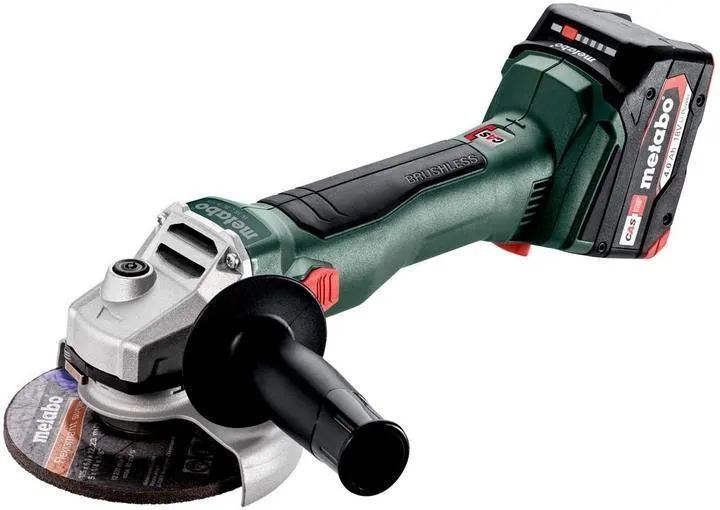 Угловая шлифмашина аккумуляторная Metabo W 18 L BL 9-125 602374510 в кейсе metaBOX с 2 аккумуляторами Li-Power 18 V/4.0 Ah и ЗУ ASC 55