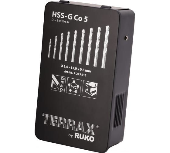 Набор сверл по металлу Terrax by Ruko 1-13мм 25шт DIN338 HSSE-Co5 A215215