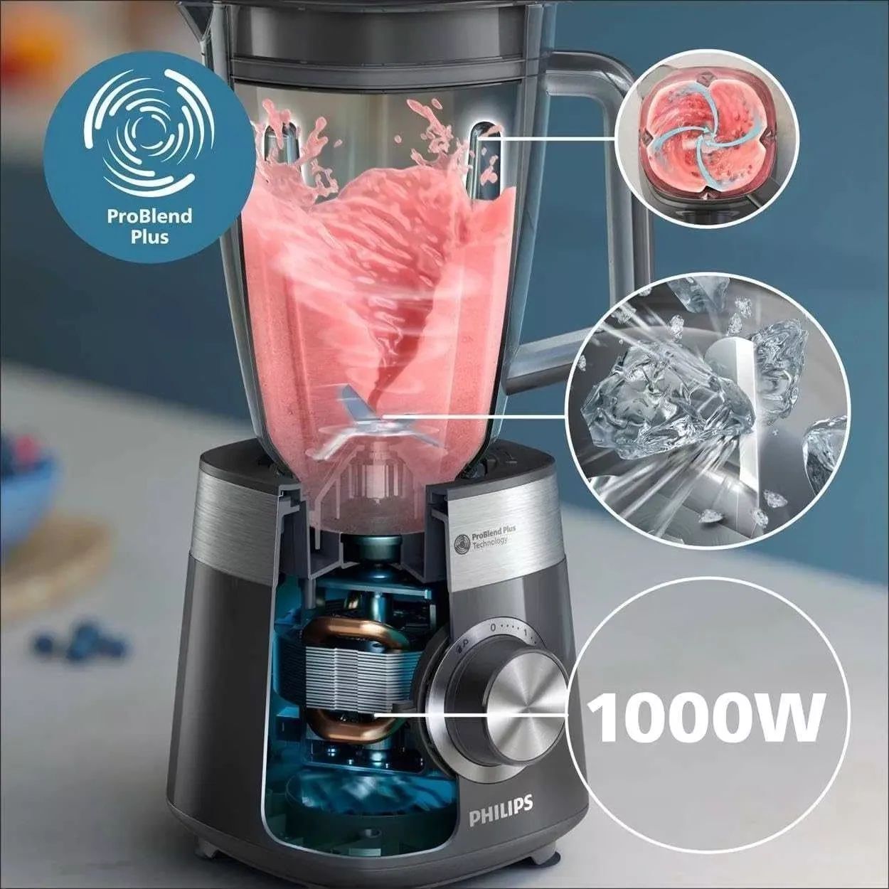 Стационарный блендер PHILIPS 5000 SERIES HR3020/20 серый 1000 Вт 2Л