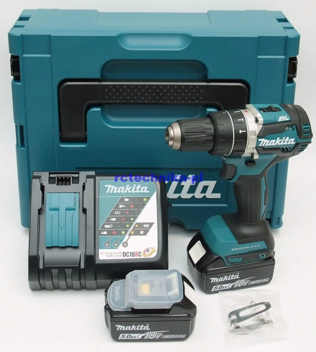 Аккумуляторная ударная дрель-шуруповёрт Makita DHP484RTJ 18 В, 2×5,0 А·ч АКБ, ЗУ, кейс Makpac