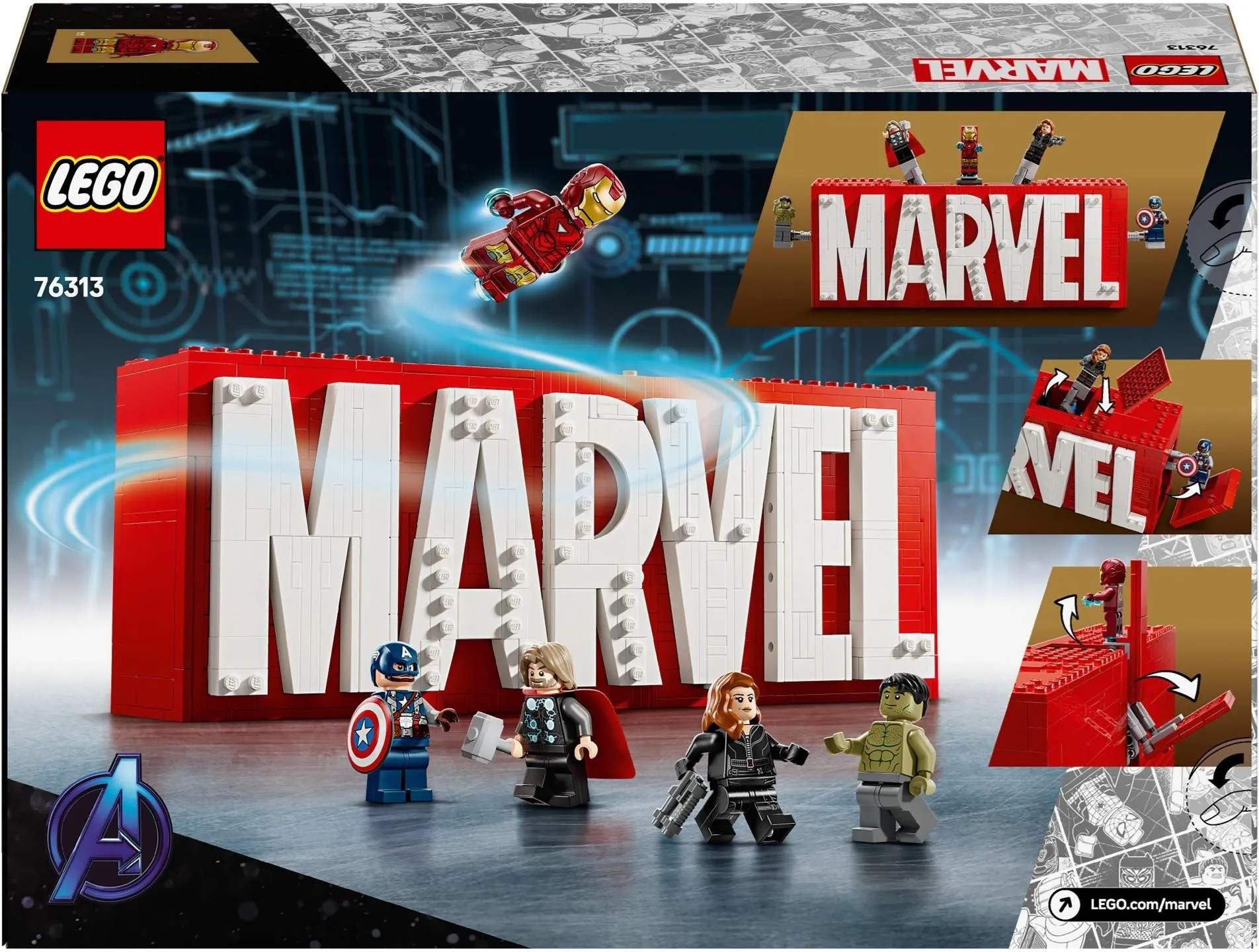 Конструктор LEGO Marvel 76313 Логотип MARVEL с минифигурками